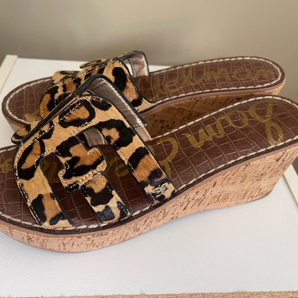 Sam Edelman Women’s Leopard Print Wedge Slide Sandals SZ 8 - Picture 3 of 14